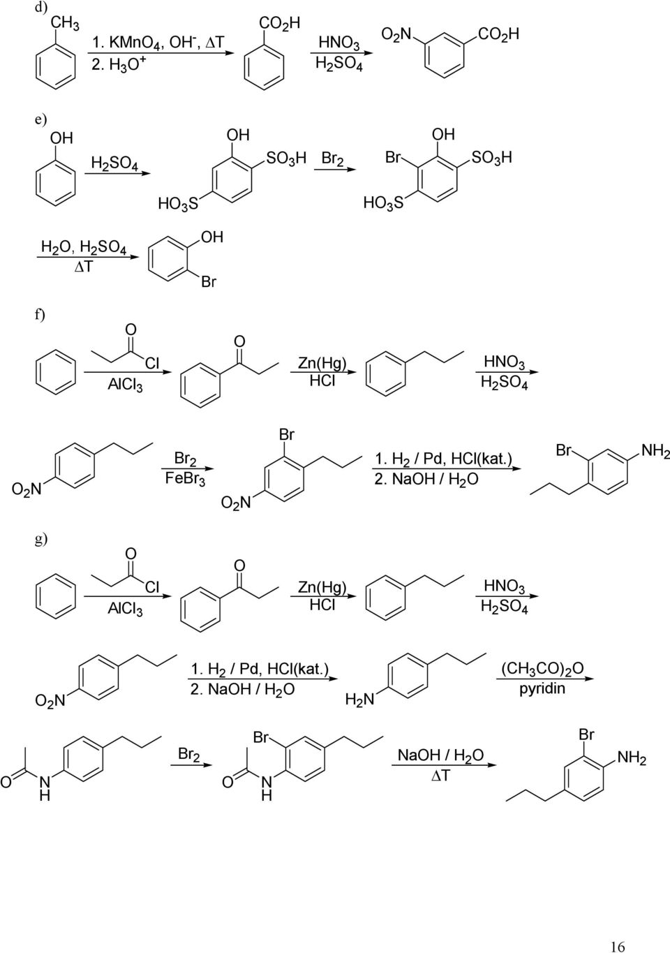 4 f) Al 3 Zn(g) 3 2 S 4 2 2 Fe 3 2 1. 2 / Pd, (kat.) 2.