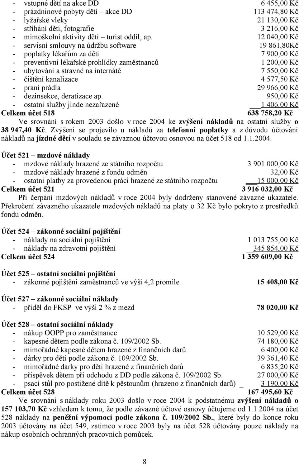 550,00 Kč - čištění kanalizace 4 577,50 Kč - praní prádla 29 966,00 Kč - dezinsekce, deratizace ap.