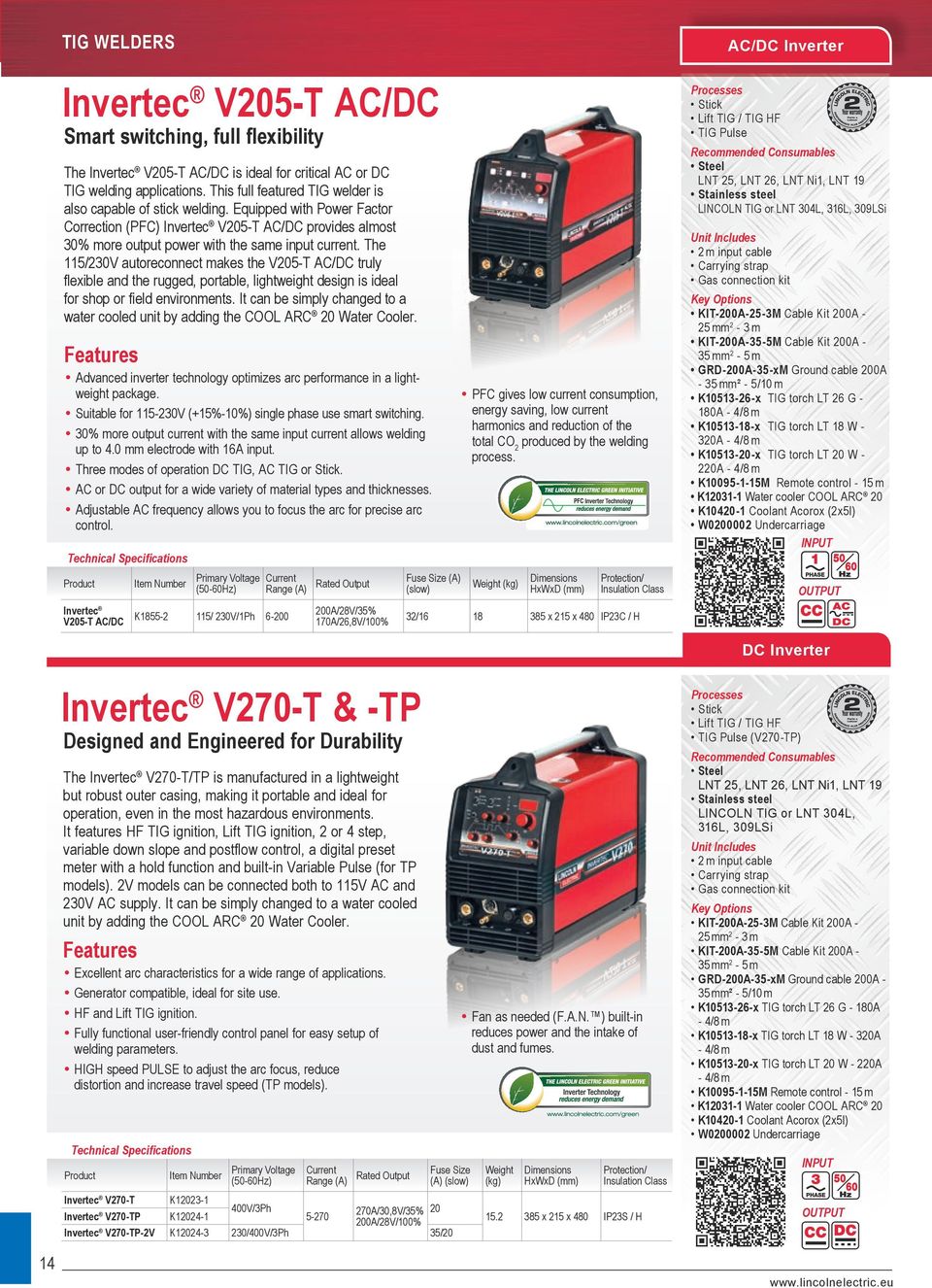 The 115/230V autoreconnect makes the V205-T AC/DC truly flexible and the rugged, portable, lightweight design is ideal for shop or field environments.