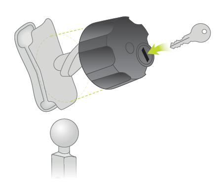 Chcete-li použít řešení proti krádeži, postupujte takto: 1. Uzamkněte držák RAM na motocykl podle obrázku níže.