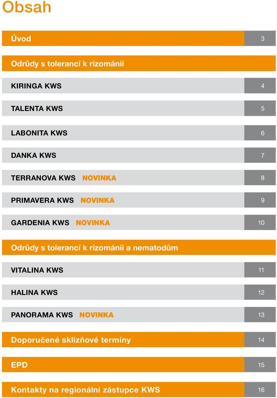 Odrůdy s tolerancí k rizománii a nematodům VITALINA KWS 11 HALINA KWS 12 PANORAMA