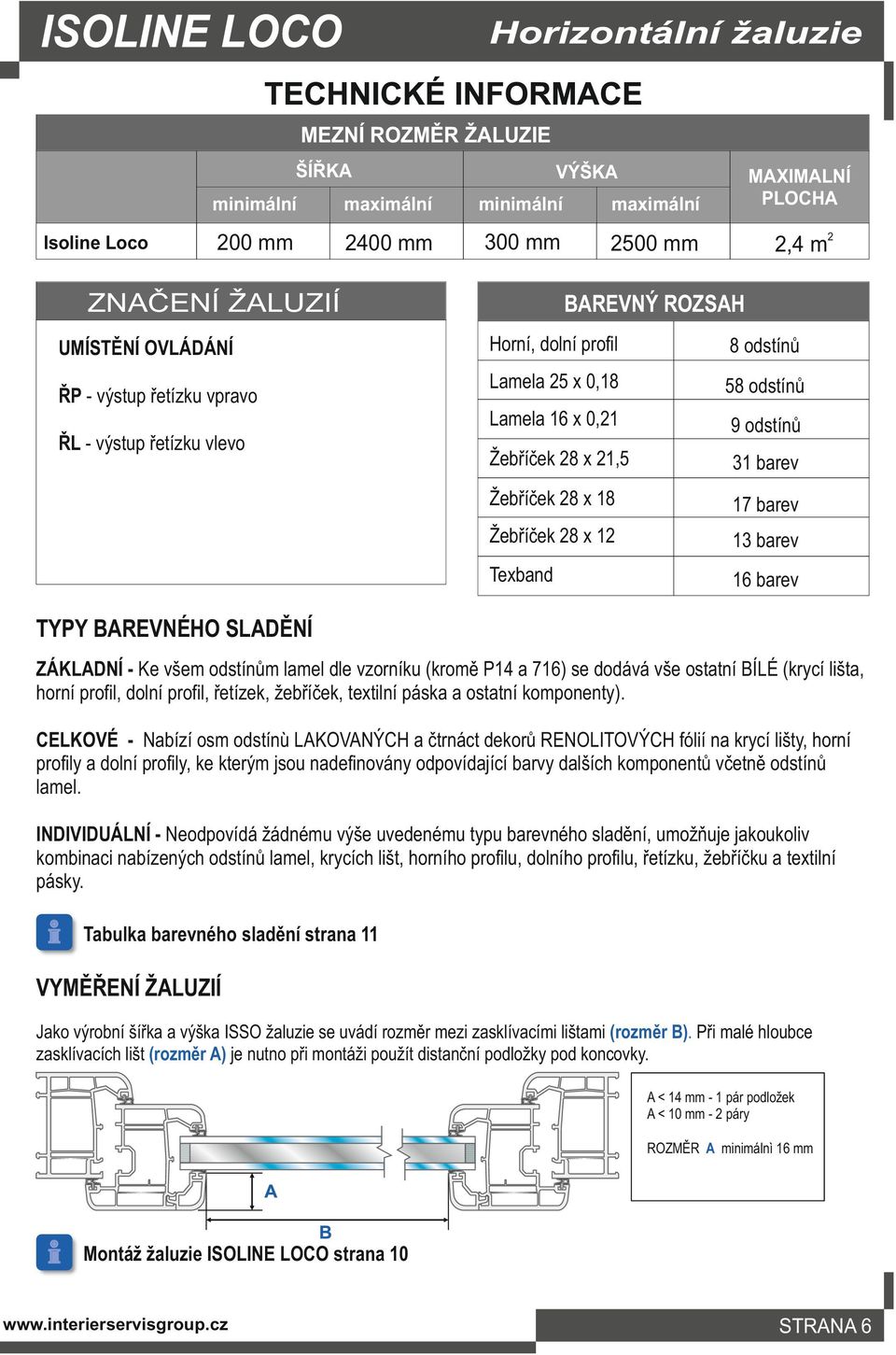 x 12 13 barev Texband 16 barev TYPY BAREVNÉHO SLADĚNÍ ZÁKLADNÍ - Ke všem odstínům lamel dle vzorníku (kromě P14 a 716) se dodává vše ostatní BÍLÉ (krycí lišta, horní profil, dolní profil, řetízek,