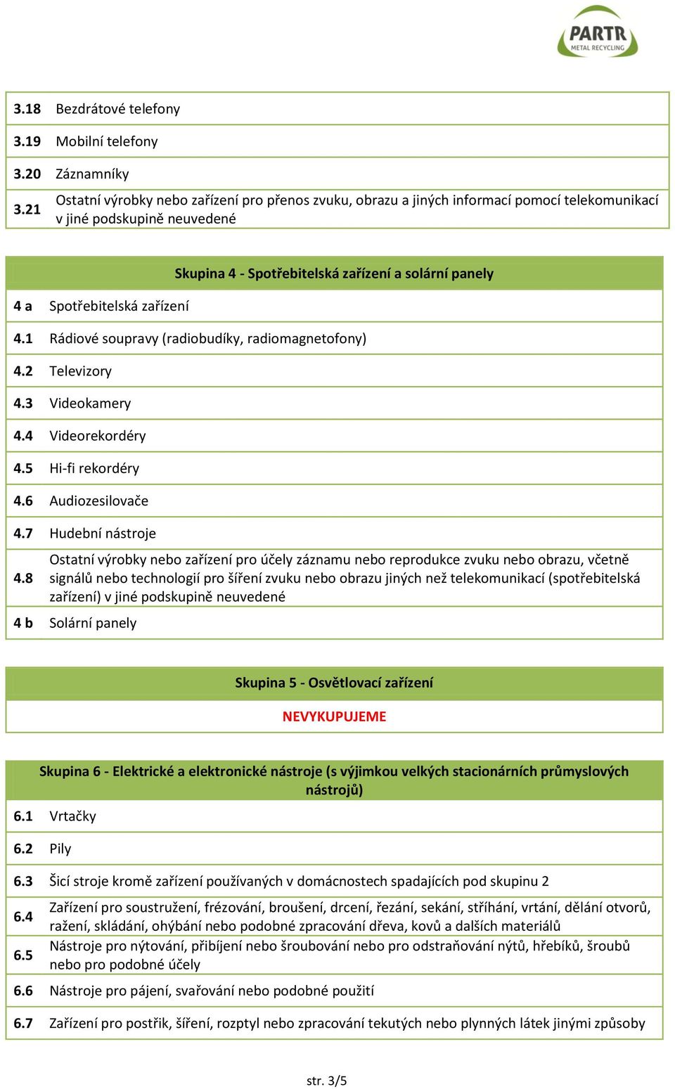 solární panely 4.1 Rádiové soupravy (radiobudíky, radiomagnetofony) 4.2 Televizory 4.3 Videokamery 4.4 Videorekordéry 4.5 Hi-fi rekordéry 4.6 Audiozesilovače 4.7 Hudební nástroje 4.