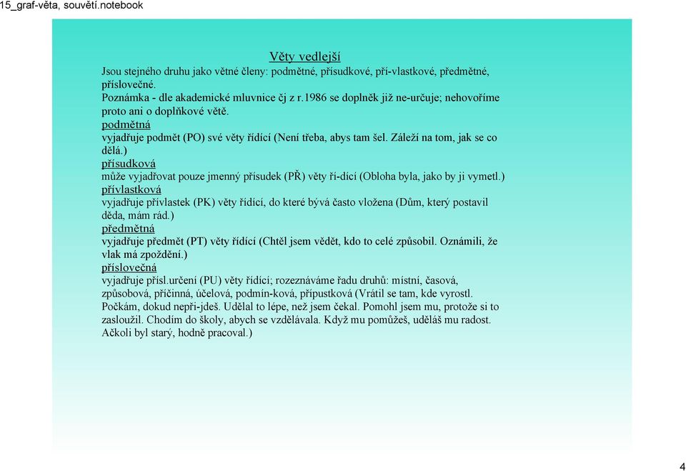 ) přísudková může vyjadřovat pouze jmenný přísudek (PŘ) věty ří dící (Obloha byla, jako by ji vymetl.