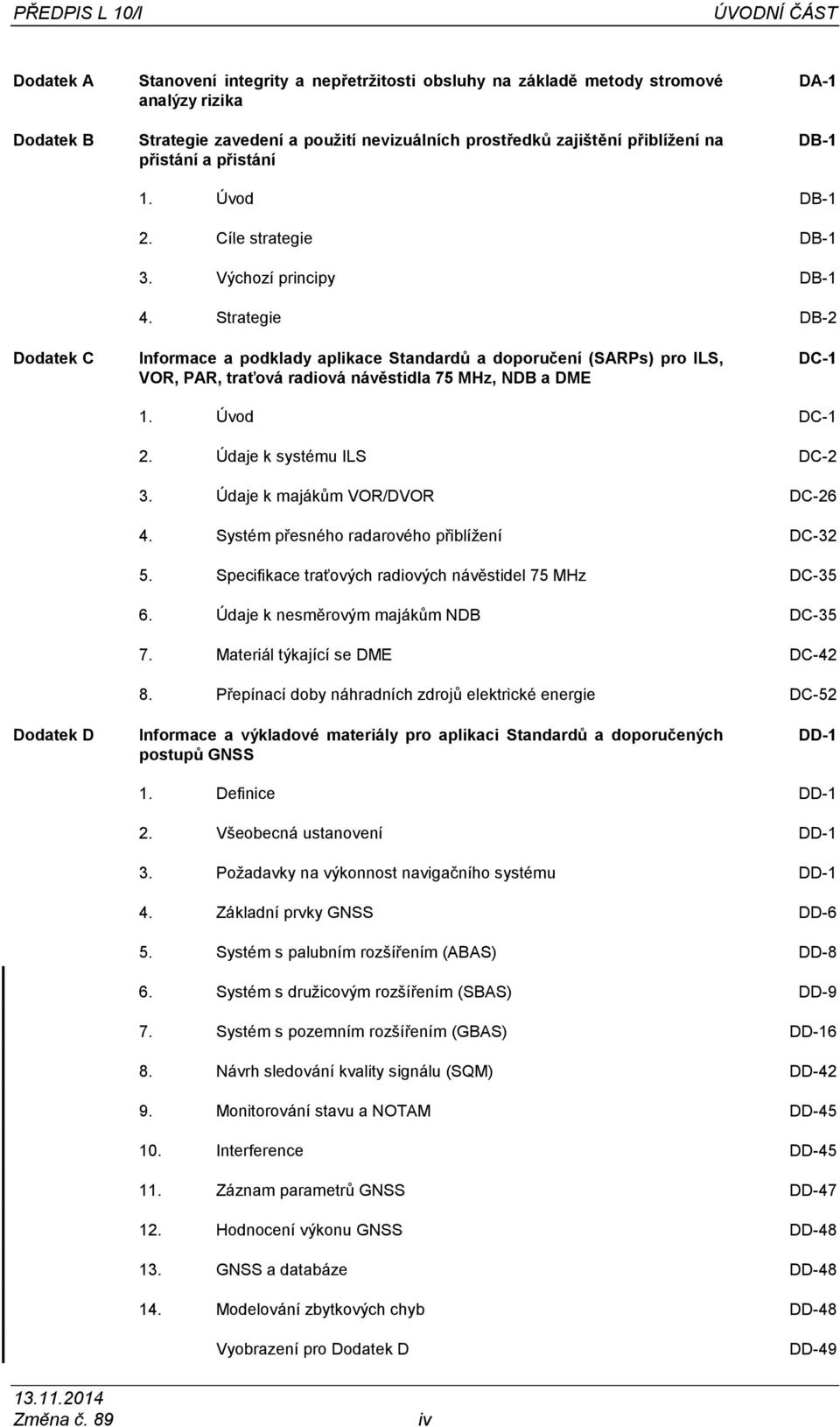 Strategie DB-2 Dodatek C Informace a podklady aplikace Standardů a doporučení (SARPs) pro ILS, VOR, PAR, traťová radiová návěstidla 75 MHz, NDB a DME DC-1 1. Úvod DC-1 2. Údaje k systému ILS DC-2 3.