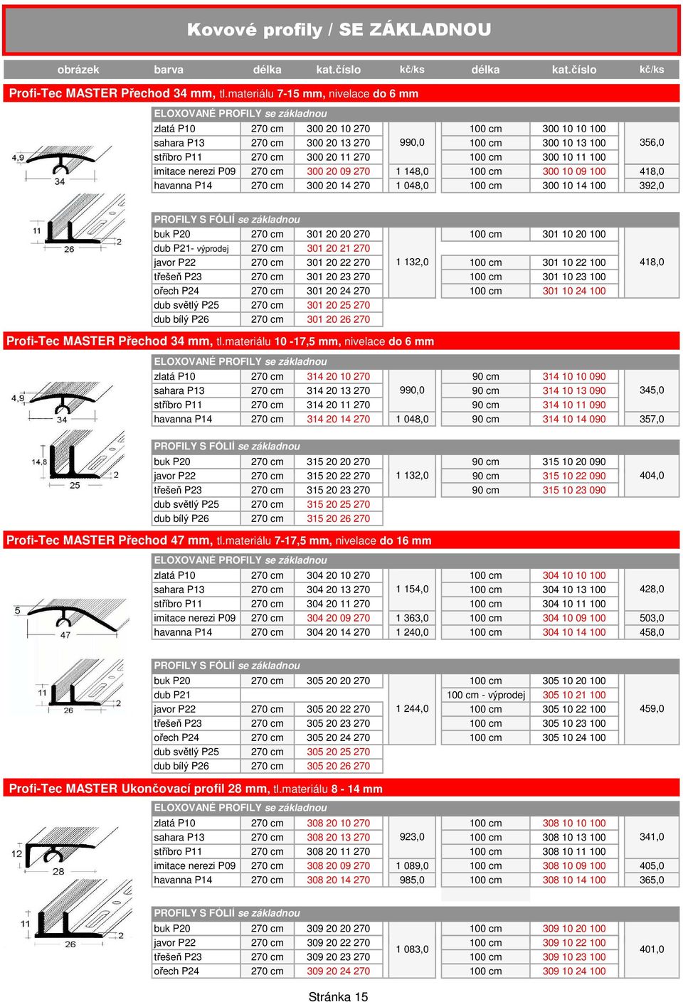 cm 300 20 11 270 100 cm 300 10 11 100 imitace nerezi P09 270 cm 300 20 09 270 1 148,0 100 cm 300 10 09 100 418,0 havanna P14 270 cm 300 20 14 270 1 048,0 100 cm 300 10 14 100 392,0 PROFILY S FÓLIÍ se