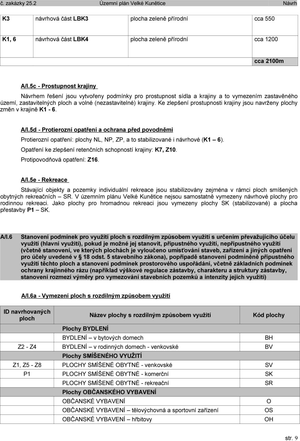 Ke zlepšení prostupnosti krajiny jsou navrženy plochy změn v krajině K1-6. A/I.