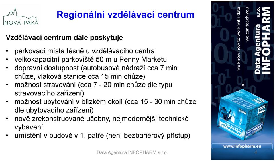 dle typu stravovacího zařízení) možnost ubytování v blízkém okolí (cca 15-30 min chůze dle ubytovacího zařízení) nově