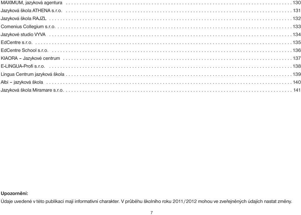 ....................................................................................... 134 EdCentre s.r.o.............................................................................................. 135 EdCentre School s.