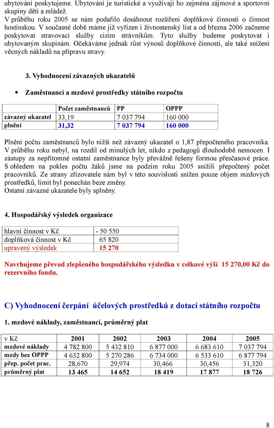 V současné době máme již vyřízen i živnostenský list a od března 2006 začneme poskytovat stravovací služby cizím strávníkům. Tyto služby budeme poskytovat i ubytovaným skupinám.