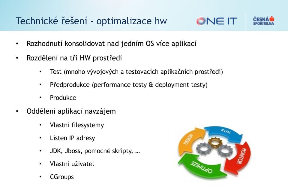 prostředí) Předprodukce (performance testy & deployment testy) Produkce Oddělení