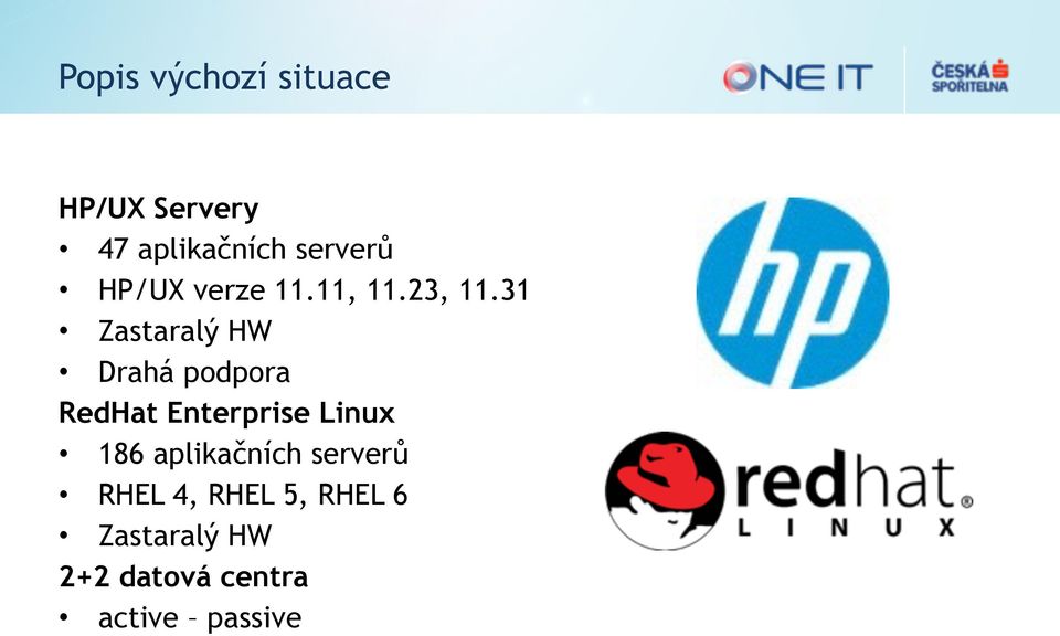 31 Zastaralý HW Drahá podpora RedHat Enterprise Linux 186