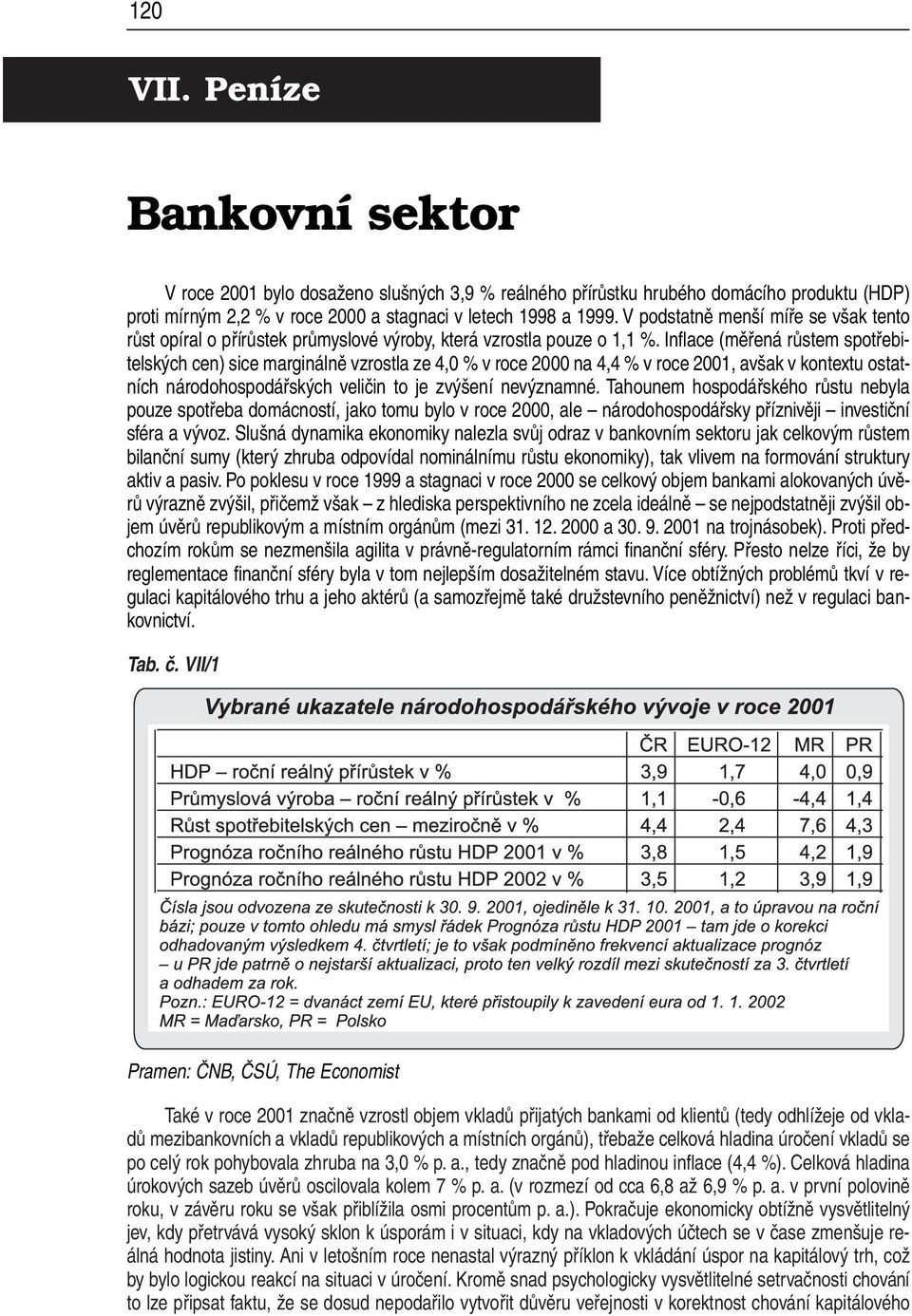 Inflace (měřená růstem spotřebitelských cen) sice marginálně vzrostla ze 4,0 % v roce 2000 na 4,4 % v roce 2001, avšak v kontextu ostatních národohospodářských veličin to je zvýšení nevýznamné.