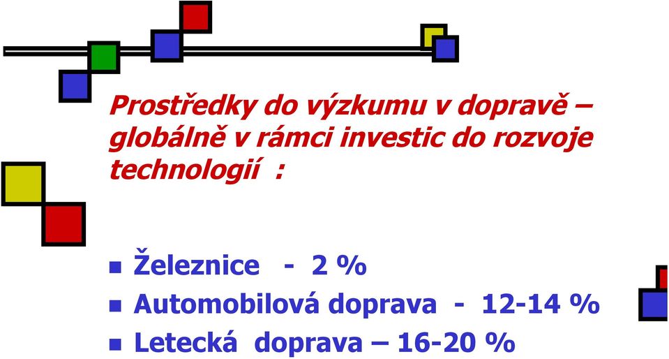 technologií : Železnice - 2 %