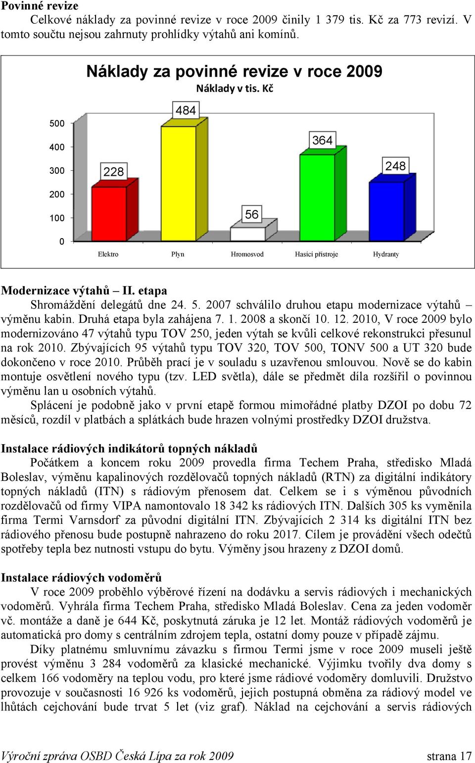 etapa Shromáţdění delegátů dne 24. 5. 2007 schválilo druhou etapu modernizace výtahů výměnu kabin. Druhá etapa byla zahájena 7. 1. 2008 a skončí 10. 12.