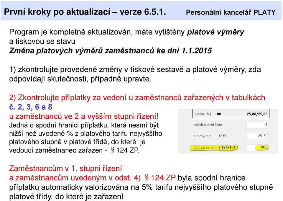 Jedná o spodní hranici příplatku, která nesmí být nižší než uvedené % z platového tarifu nejvyššího platového stupně v platové třídě, do které je vedoucí zaměstnanec zařazen - 124 ZP.