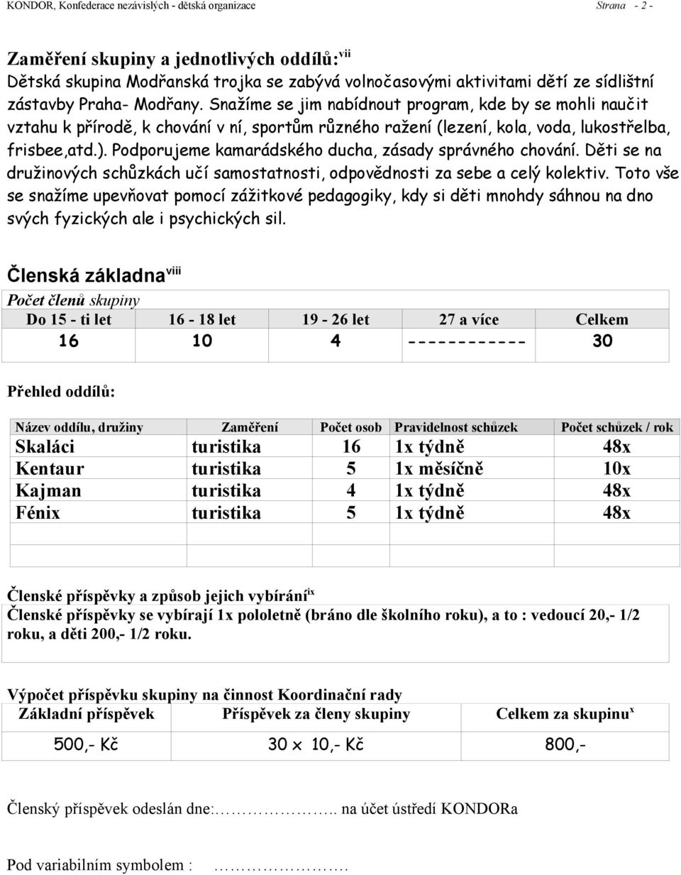 Podporujeme kamarádského ducha, zásady správného chování. Děti se na družinových schůzkách učí samostatnosti, odpovědnosti za sebe a celý kolektiv.