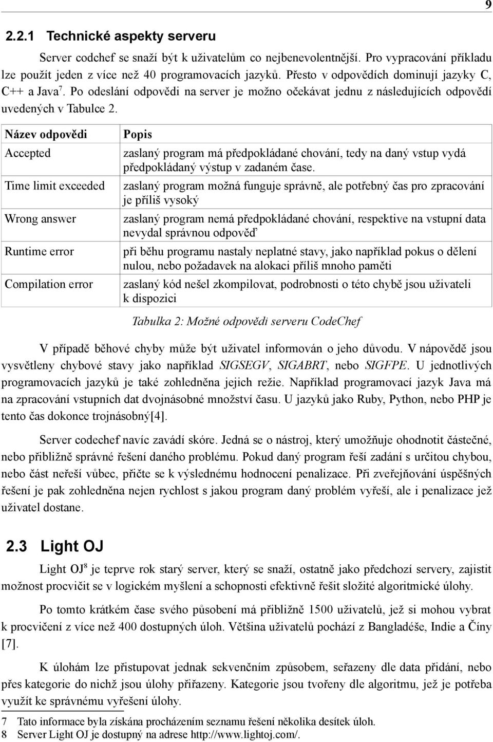 Název odpovědi Popis Accepted zaslaný program má předpokládané chování, tedy na daný vstup vydá předpokládaný výstup v zadaném čase.