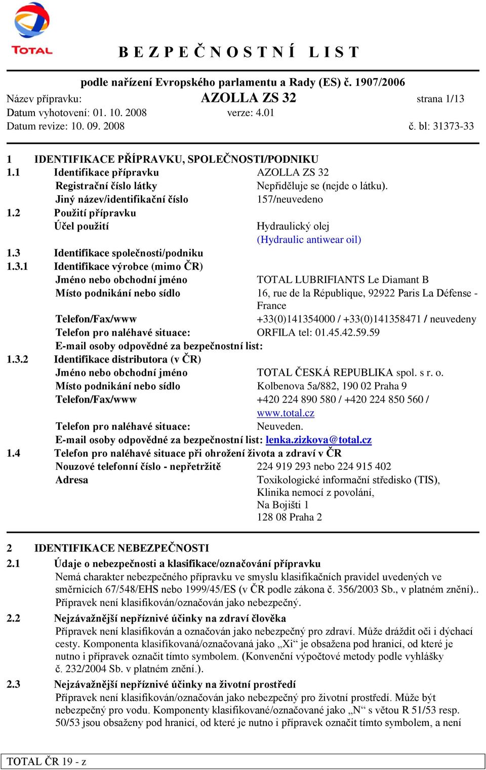 Identifikace společnosti/podniku 1.3.