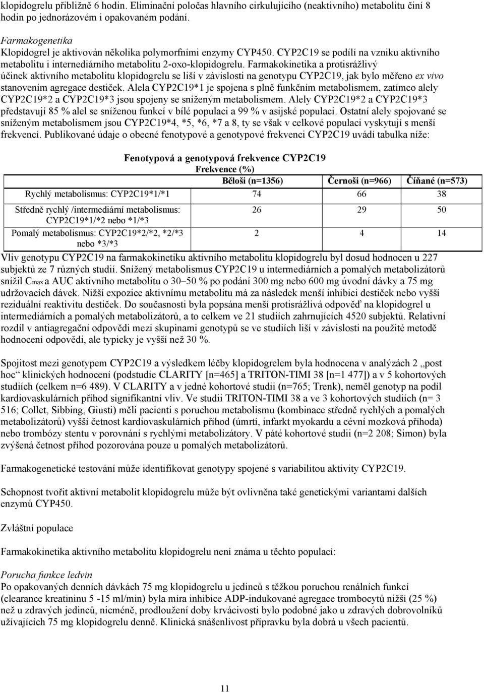 Farmakokinetika a protisrážlivý účinek aktivního metabolitu klopidogrelu se liší v závislosti na genotypu CYP2C19, jak bylo měřeno ex vivo stanovením agregace destiček.