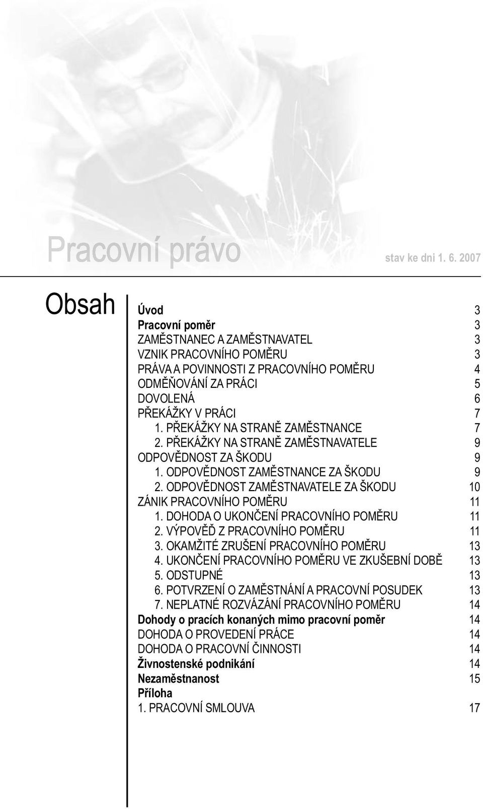 PŘEKÁŽKY NA STRANĚ ZAMĚSTNANCE 7 2. PŘEKÁŽKY NA STRANĚ ZAMĚSTNAVATELE 9 ODPOVĚDNOST ZA ŠKODU 9 1. ODPOVĚDNOST ZAMĚSTNANCE ZA ŠKODU 9 2.