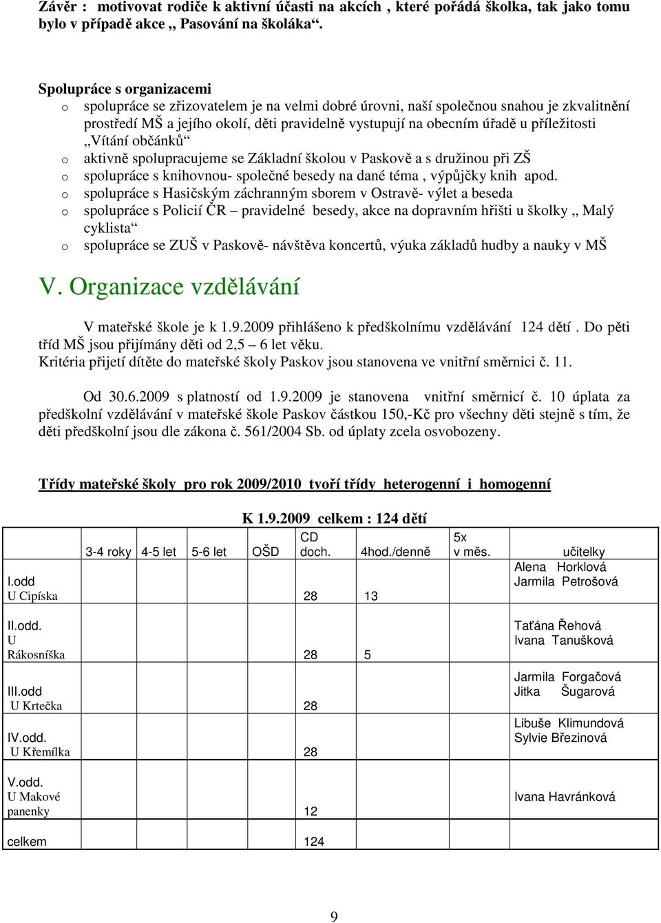 příležitosti Vítání občánků o aktivně spolupracujeme se Základní školou v Paskově a s družinou při ZŠ o spolupráce s knihovnou- společné besedy na dané téma, výpůjčky knih apod.