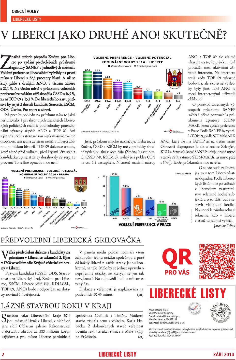 Na třetím místě v průzkumu volebních preferencí ze začátku září skončila ČSSD s 16,9 %, za ní TOP 09 s 15,1 %.