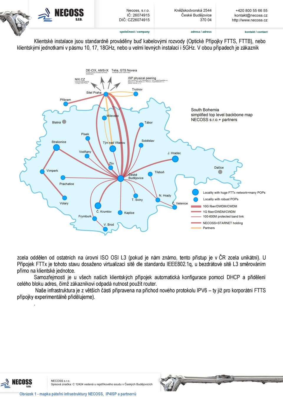 U Přípojek FTTx je tohoto stavu dosaženo virtualizací sítě dle standardu IEEE802.1q, u bezdrátové sítě L3 směrováním přímo na klientské jednotce.