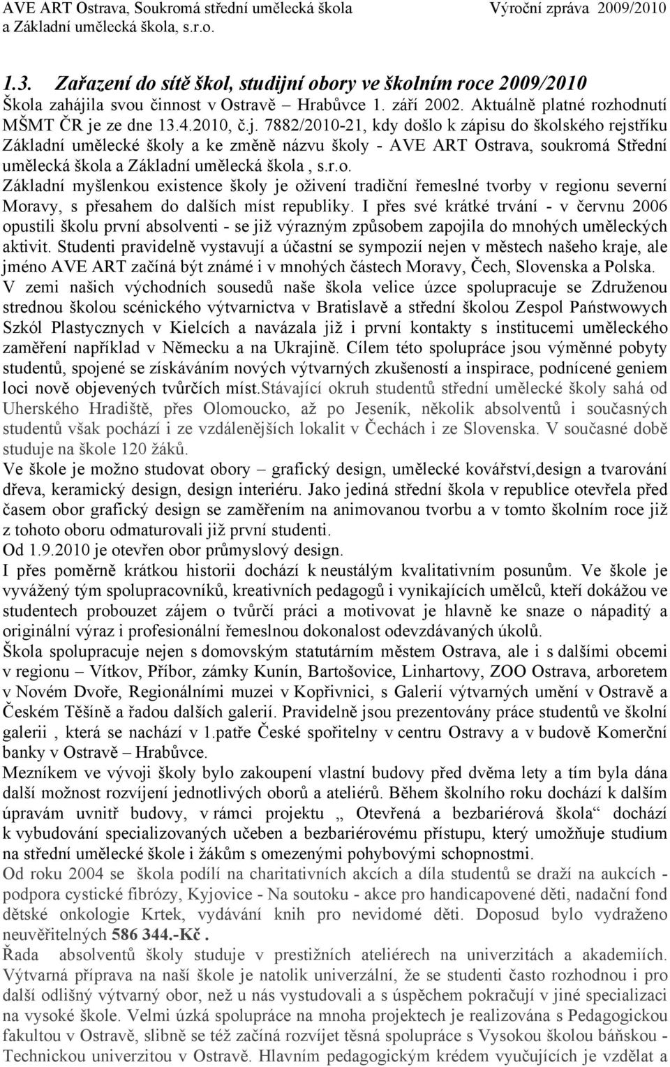 la svou činnost v Ostravě Hrabůvce 1. září 00. Aktuálně platné rozhodnutí MŠMT ČR je