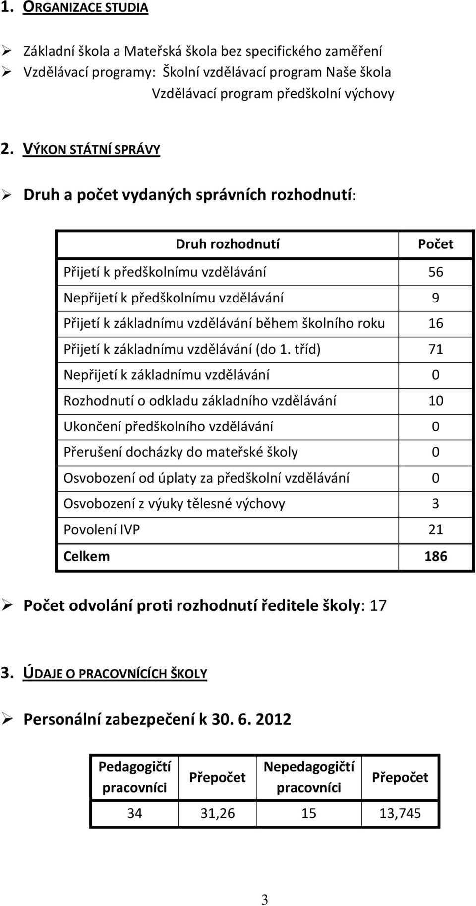 školního roku 16 Přijetí k základnímu vzdělávání (do 1.