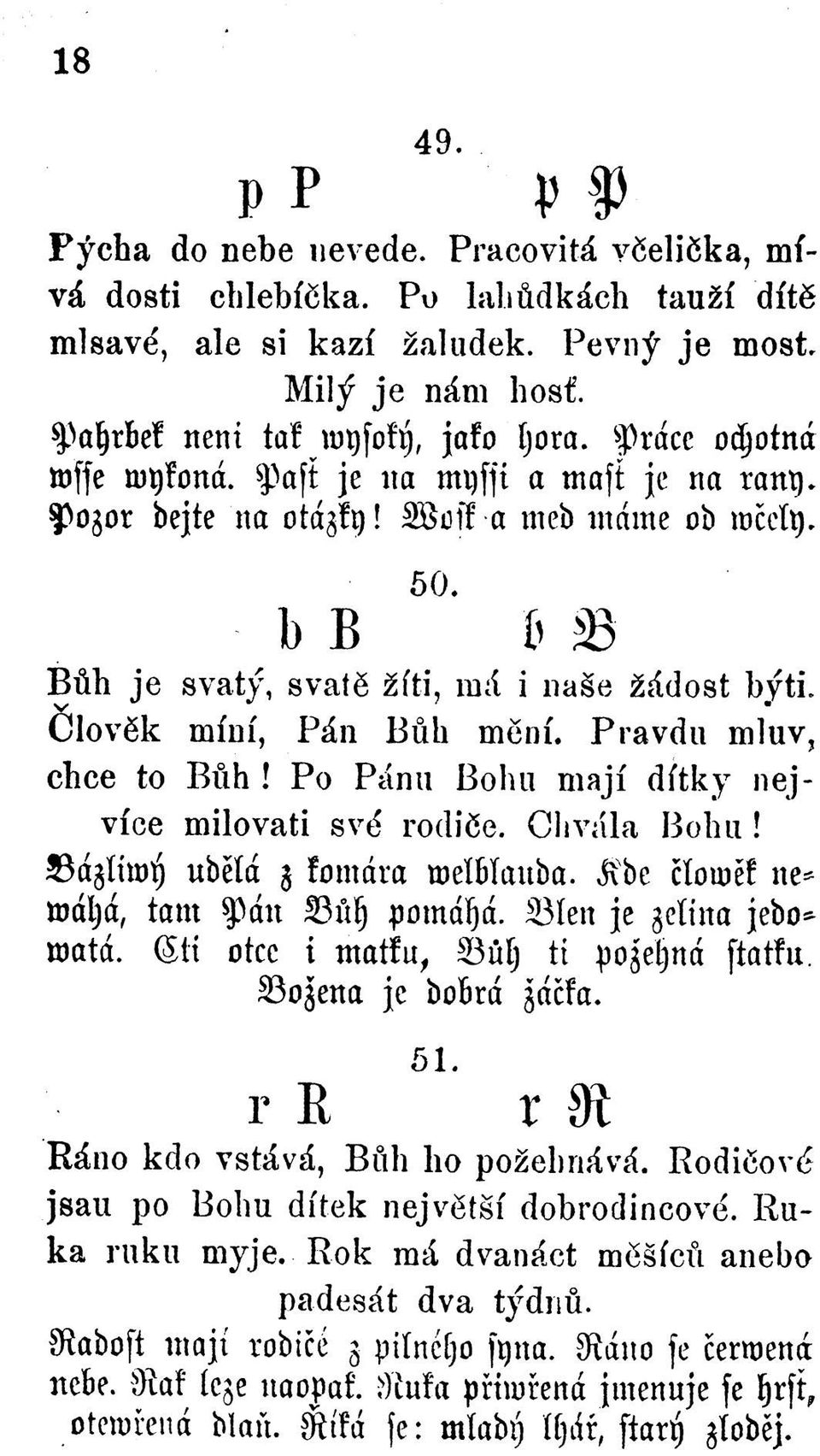 1)Б Ь 23 B ůh je svátý, sv a té žiti, m á i naše žád o st býti. č lo v ě k míní, Pán Bůh mění. P ravdu mluv, chce to Bůh! Po Pánu Bohu m ají dítk y nejvíce milovati své rodiče. C hvála Bohu!