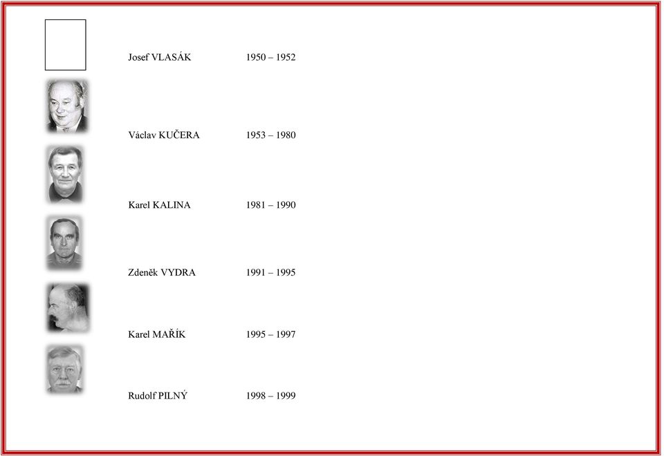 1990 Zdeněk VYDRA 1991 1995 Karel
