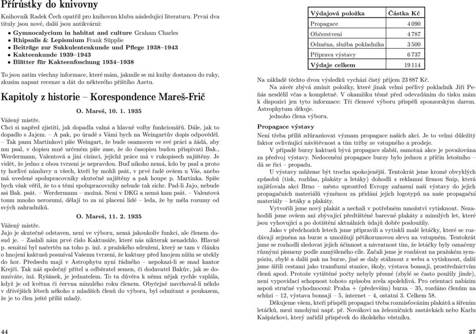 1938 1943 Kakteenkunde 1939 1943 Blätter für Kakteenfoschung 1934 1938 To jsou zatím všechny informace, které mám, jakmile se mi knihy dostanou do ruky, zkusím napsat recenze a dát do některého