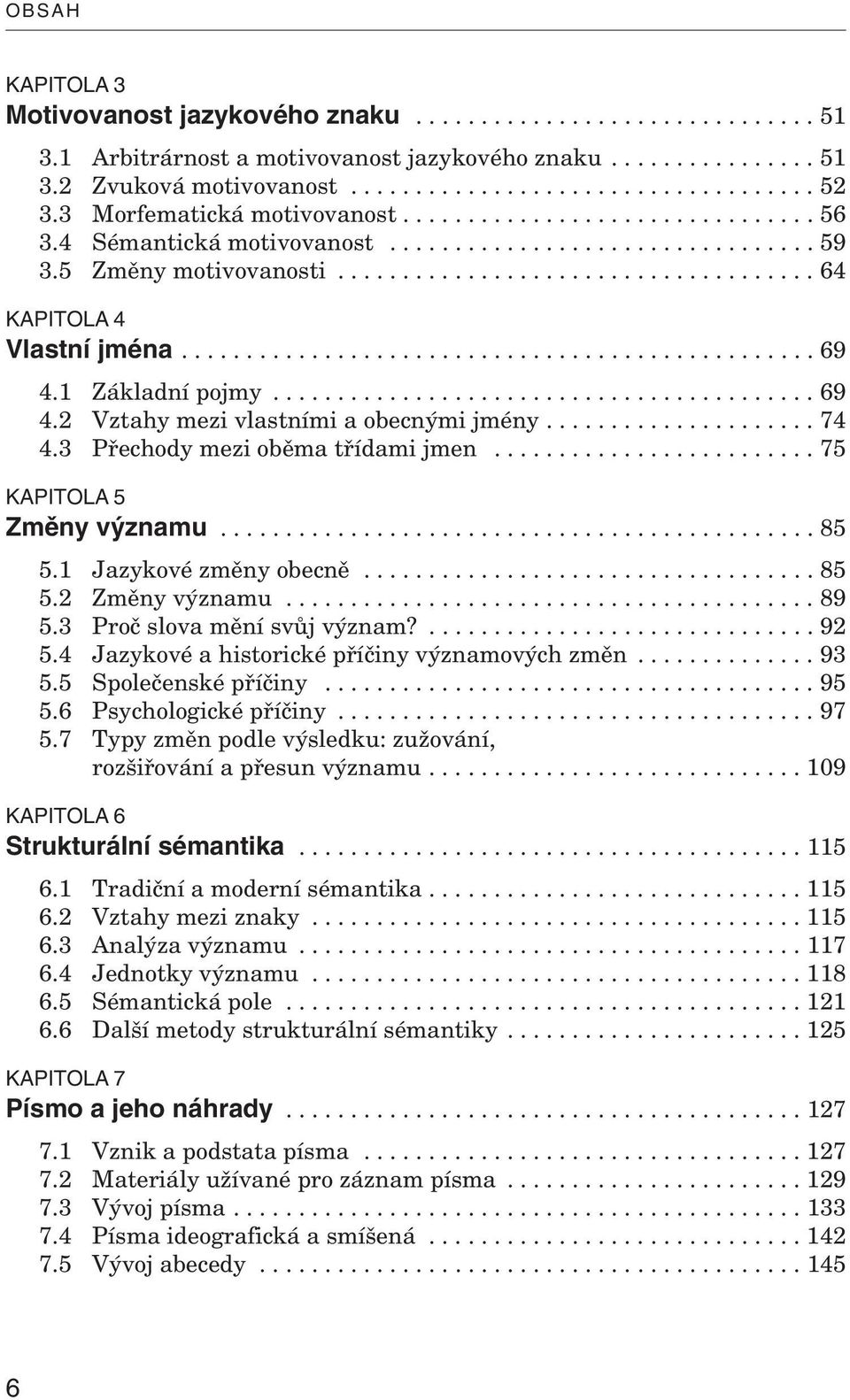 4 Sémantická motivovanost................................. 59 3.5 Změny motivovanosti..................................... 64 KAPITOLA 4 Vlastní jména................................................. 69 4.