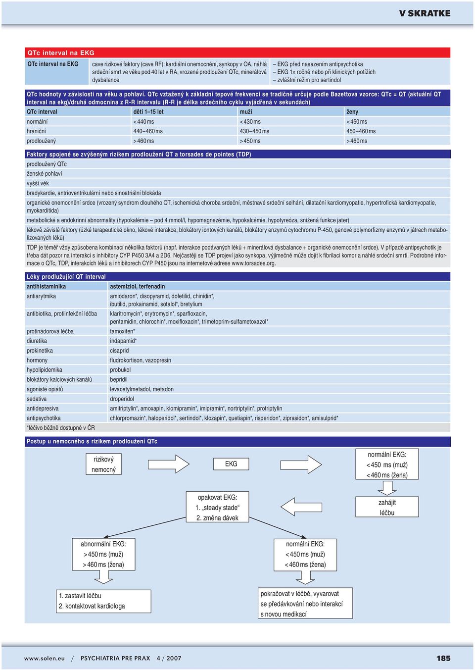 QTc vztažený k základní tepové frekvenci se tradičně určuje podle Bazettova vzorce: QTc = QT (aktuální QT interval na ekg)/druhá odmocnina z R-R intervalu (R-R je délka srdečního cyklu vyjádřená v