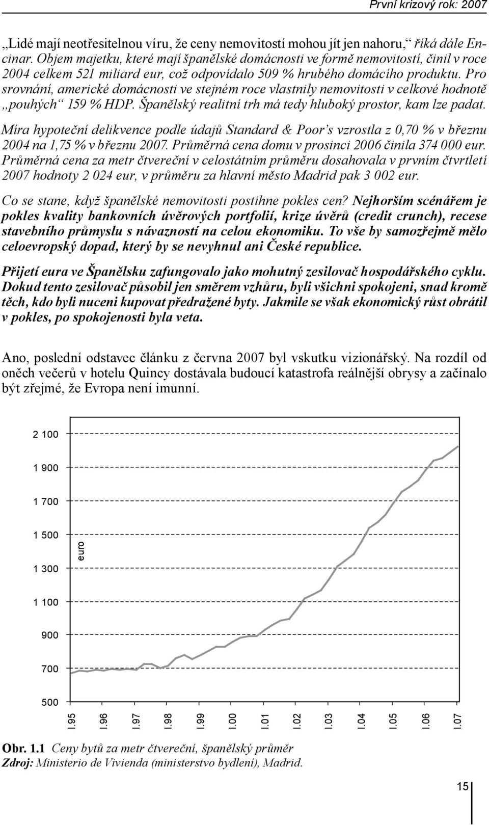 Pro srovnání, americké domácnosti ve stejném roce vlastnily nemovitosti v celkové hodnotě pouhých 159 % HDP. Španělský realitní trh má tedy hluboký prostor, kam lze padat.