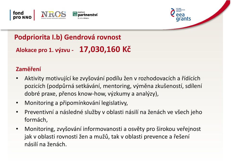 mentoring, výměna zkušeností, sdílení dobré praxe, přenos know-how, výzkumy a analýzy), Monitoring a připomínkování legislativy,