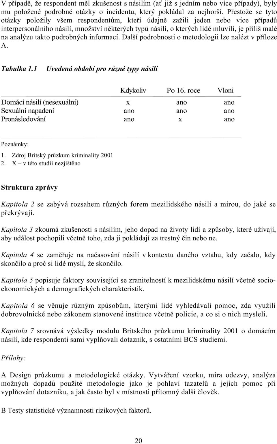 analýzu takto podrobných informací. Další podrobnosti o metodologii lze nalézt v příloze A. Tabulka 1.1 Uvedená období pro různé typy násilí Kdykoliv Po 16.