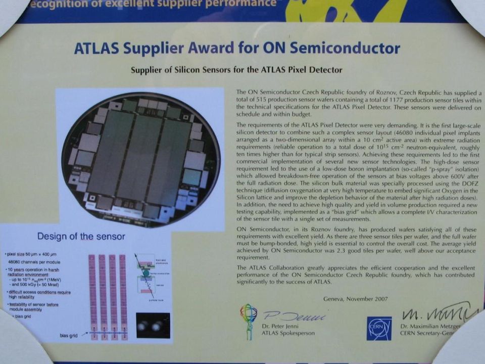 Čipy senzorů ATLAS jsou historicky největší čipy vyrobené společností ON Semiconductor.