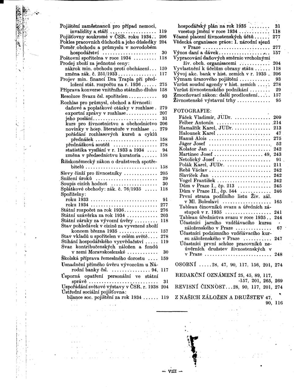 financí Dra Trapla pfi pfedlozenl stát. rozpoctu na r. 1936 275 Pfíprava konverse vnitfního státnlho dluhu 158 Resoluce Svazu ésl.