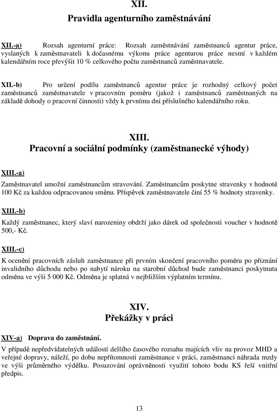 počtu zaměstnanců zaměstnavatele. XII.