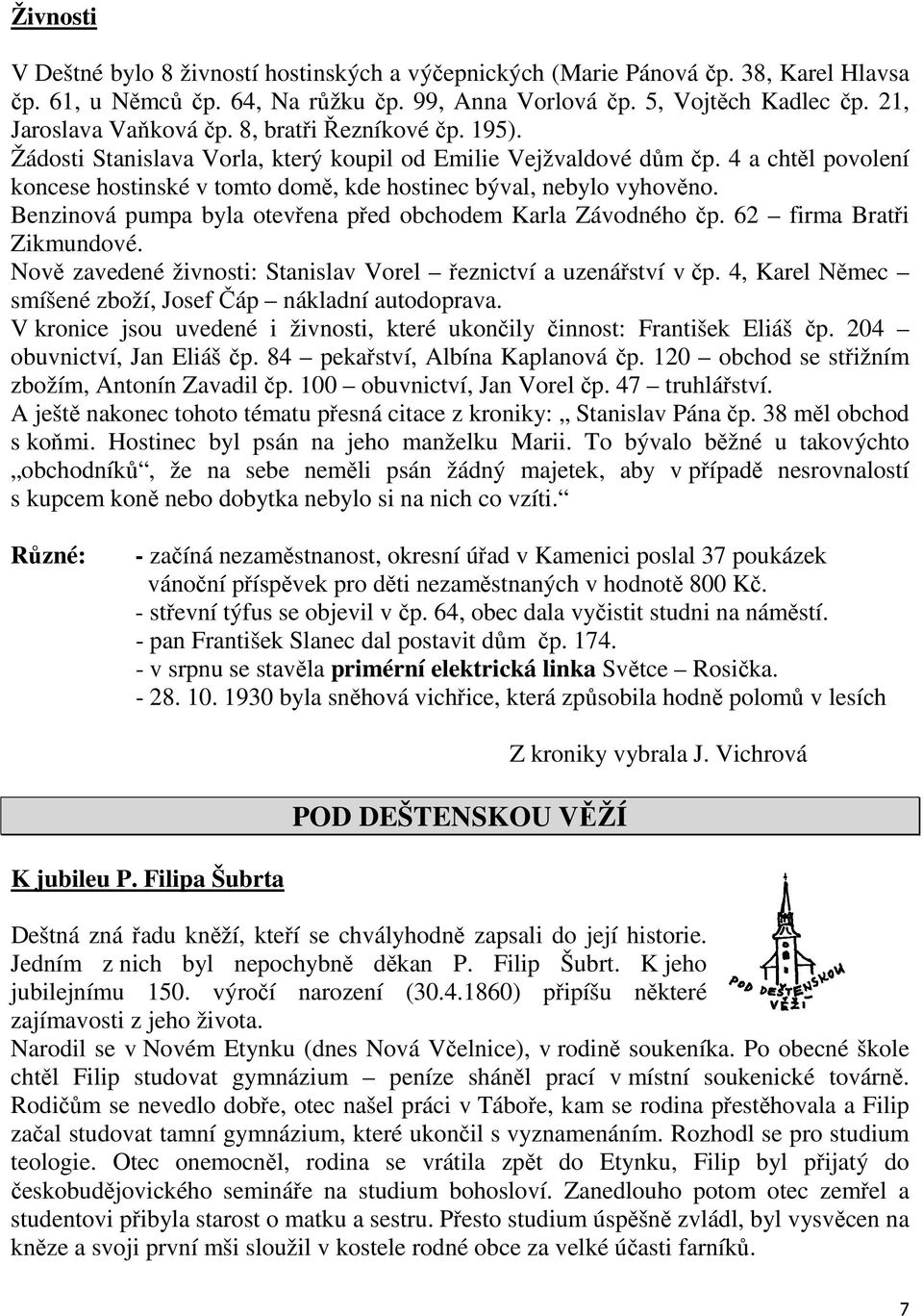 4 a chtěl povolení koncese hostinské v tomto domě, kde hostinec býval, nebylo vyhověno. Benzinová pumpa byla otevřena před obchodem Karla Závodného čp. 62 firma Bratři Zikmundové.