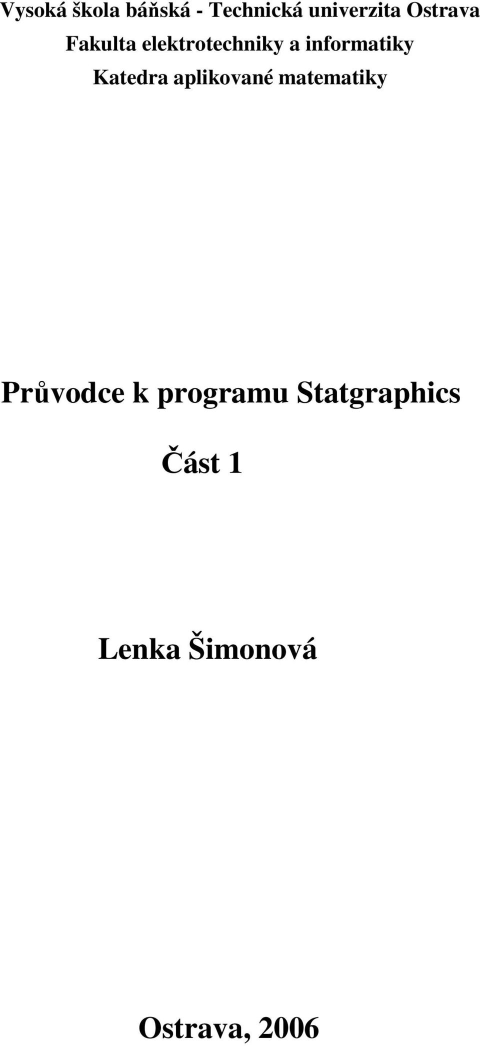 Katedra aplikované matematiky Průvodce k