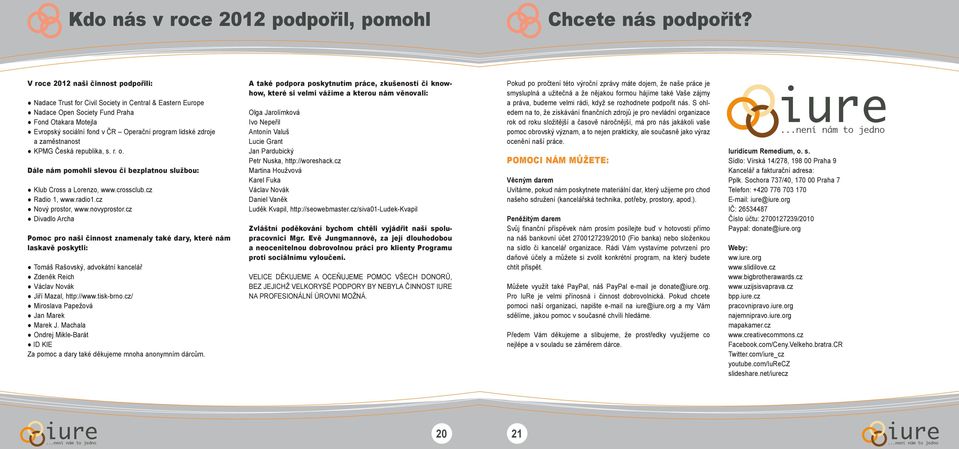 zdroje a zaměstnanost KPMG Česká republika, s. r. o. Dále nám pomohli slevou či bezplatnou službou: Klub Cross a Lorenzo, www.crossclub.cz Radio 1, www.radio1.cz Nový prostor, www.novyprostor.