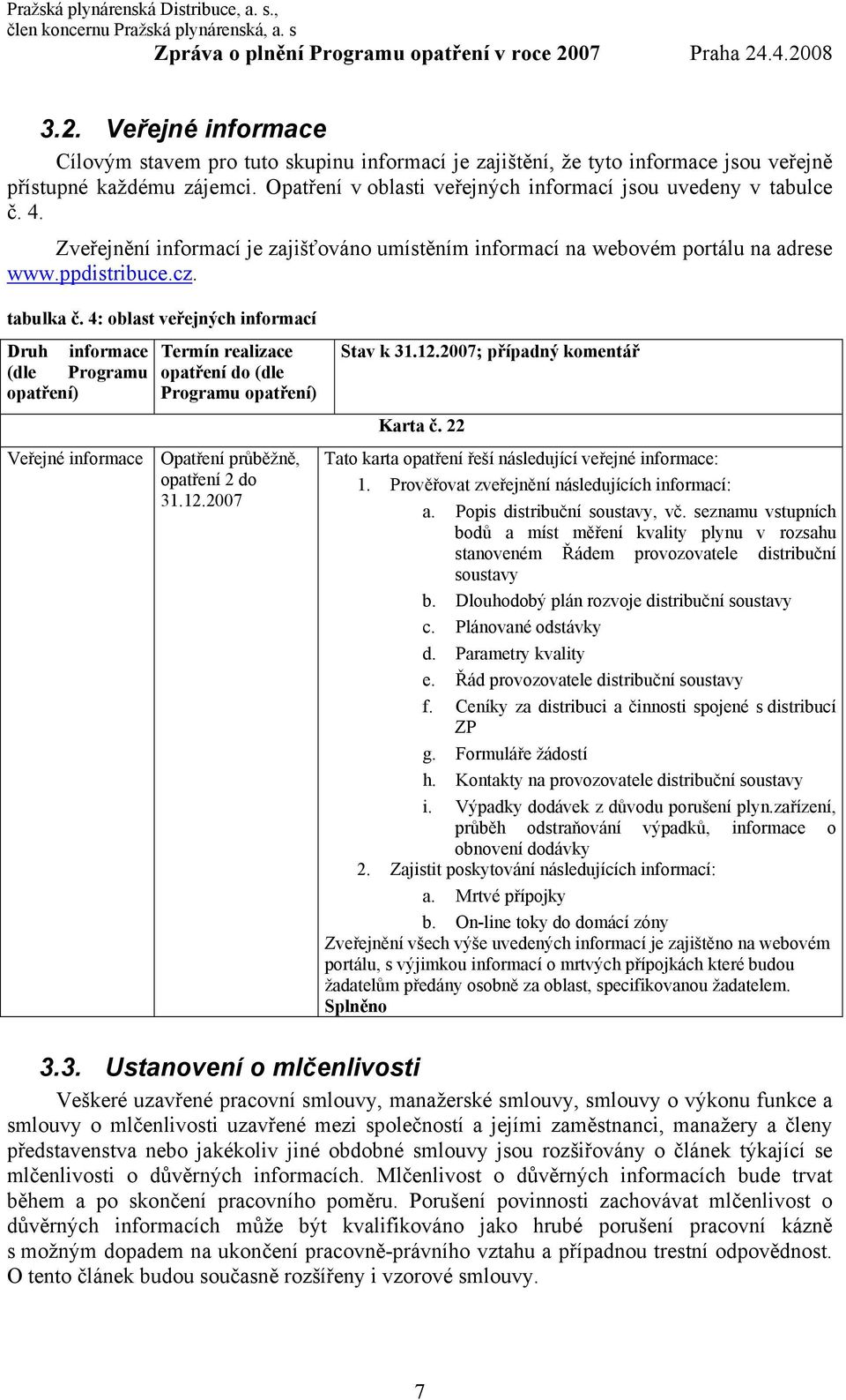 4: oblast veřejných informací Druh informace (dle Programu opatření) Termín realizace opatření do (dle Programu opatření) Veřejné informace Opatření průběžně, opatření 2 do 31.12.