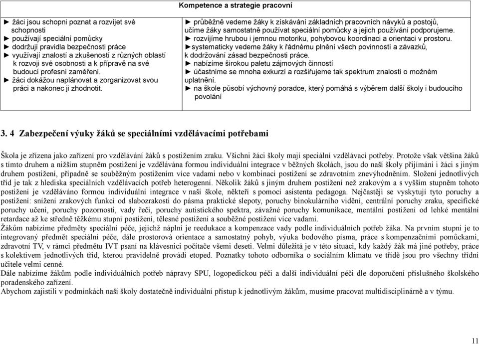 průběžně vedeme žáky k získávání základních pracovních návyků a postojů, učíme žáky samostatně používat speciální pomůcky a jejich používání podporujeme.