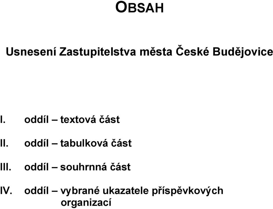 oddíl tabulková část oddíl souhrnná část