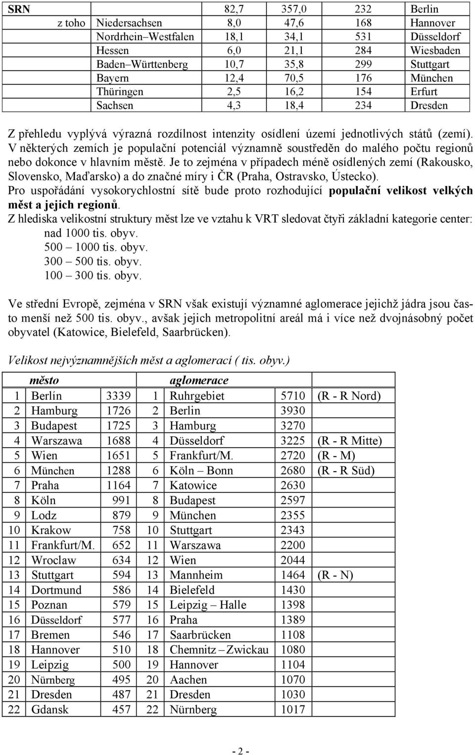 V některých zemích je populační potenciál významně soustředěn do malého počtu regionů nebo dokonce v hlavním městě.