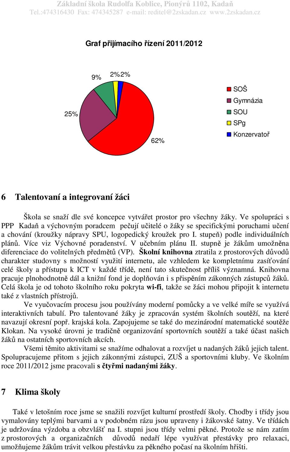 stupeň) podle individuálních plánů. Více viz Výchovné poradenství. V učebním plánu II. stupně je žákům umožněna diferenciace do volitelných předmětů (VP).