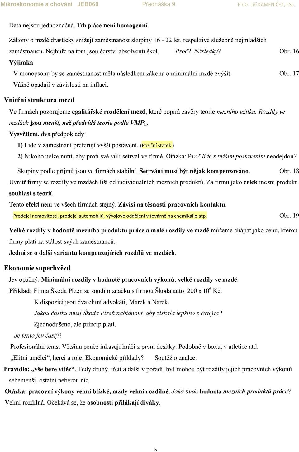 Vnitřní struktura mezd Ve firmách pozorujeme egalitářské rozdělení mezd, které popírá závěry teorie mezního užitku. Rozdíly ve mzdách jsou menší, než předvídá teorie podle VMP L.